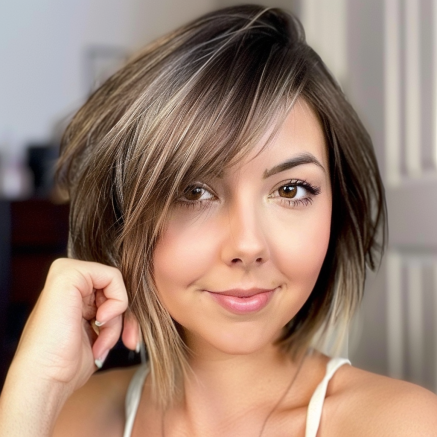 Messy Bob with Tapered Sides and Long Side Bangs
