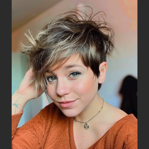 Messy Pixie with Asymmetrical Bangs