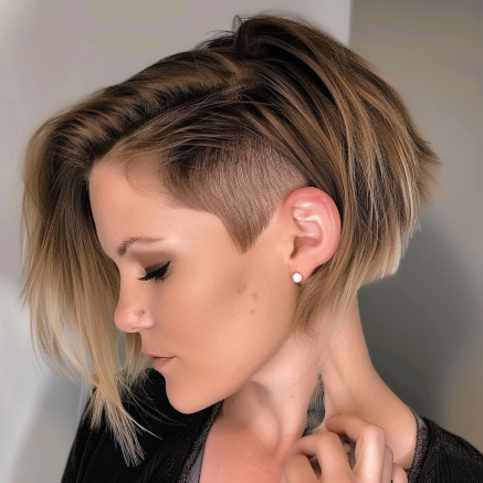 Modern Angled Bob with Undercut Detail