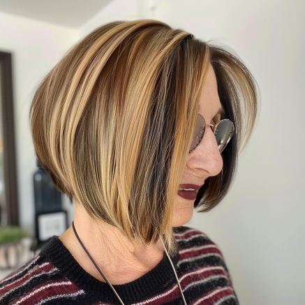 Modern Bob with Contrasting Color Sections