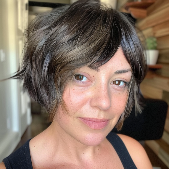 Pixie Bob with Curtain Bangs