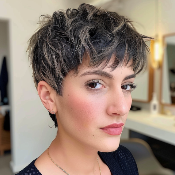 Pixie Cut with Jagged Bangs