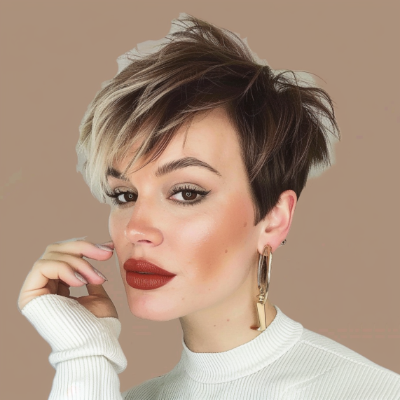 Pixie with Angular Fringe and Tapered Neck
