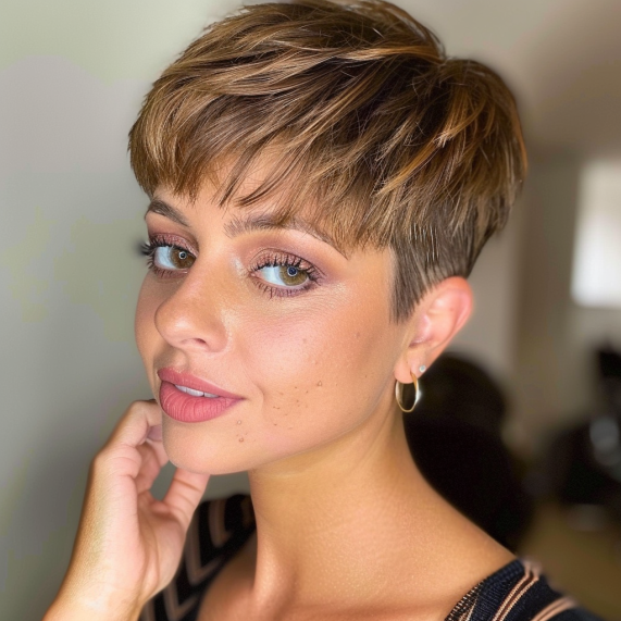 Pixie with Chevron Styled Bangs