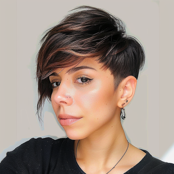 Pixie with Deep Side Part and Side Bangs