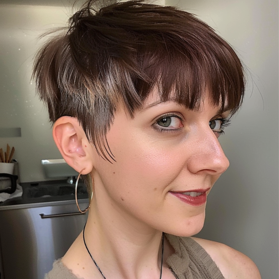 Pixie with Etched Bangs and Razor