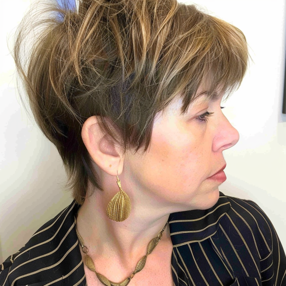 Pixie with Feathered Bangs and Sideburns