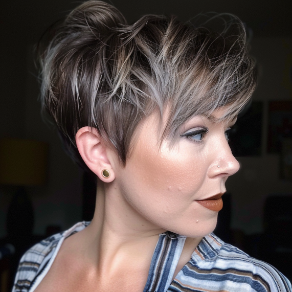 Pixie with Structured Bangs and Stacked Back