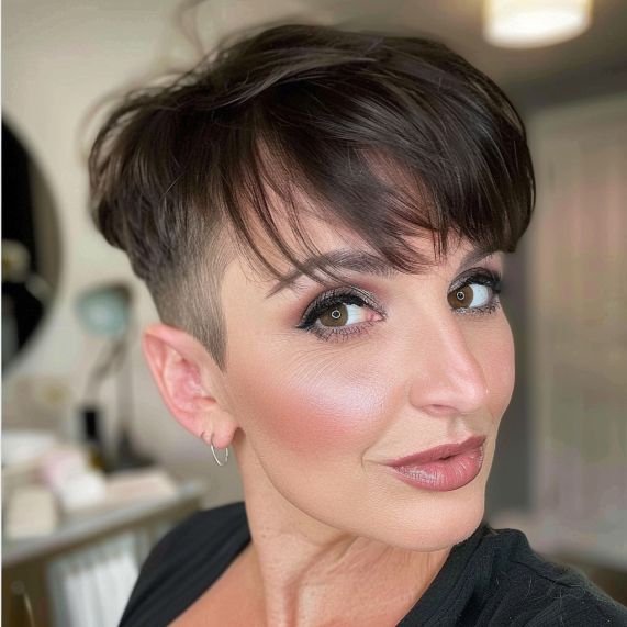 Pixie with Sweeping Fringe and Undercut Sides