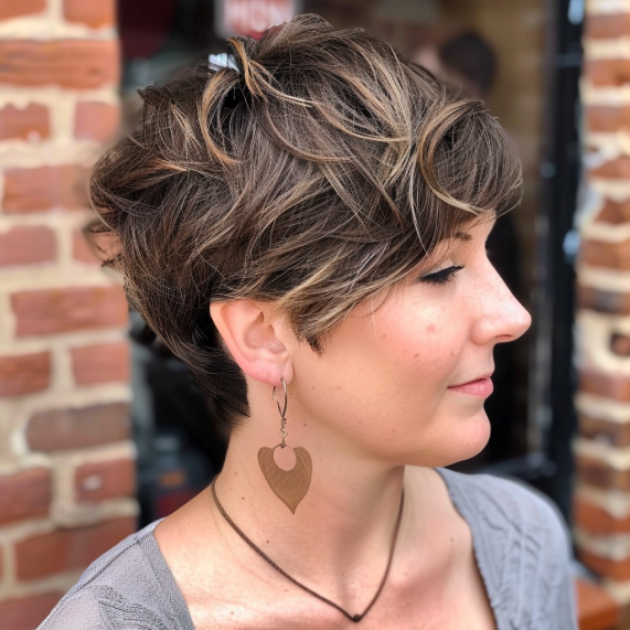 Pixie with Swirled Bangs and Defined Layers