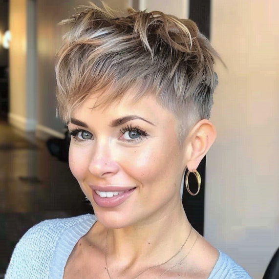 Pixie with Tousled Top and Thin Bangs