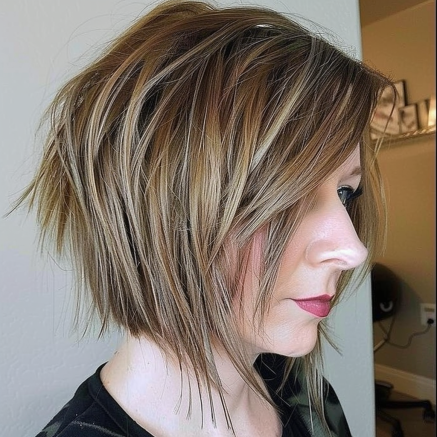 Playful Angled Bob with Disconnected Layers