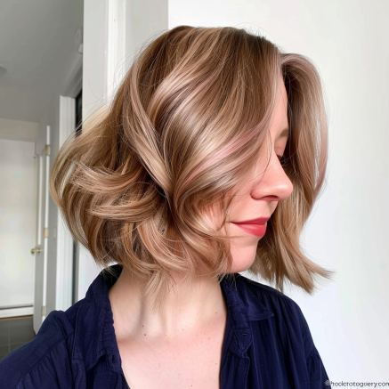 Playful Angled Bob with Flipped Out Ends