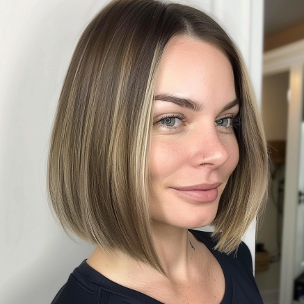 Polished Angled Bob with Subtle Face Framing
