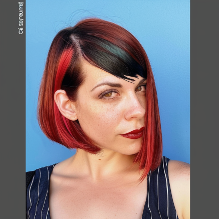 Polished Bob with Bold Color and Asymmetrical Shape
