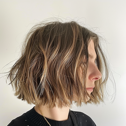 Polished Messy Bob with Blunt Ends