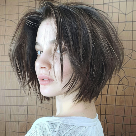 Polished Messy Bob with Rounded Back