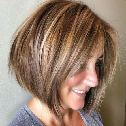 Razored Angled Bob with a Textured Crown