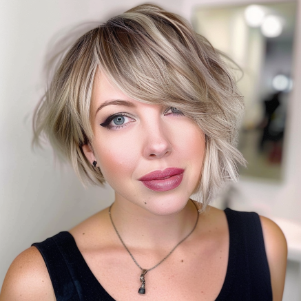 Razored Bob with Asymmetrical Side Bangs