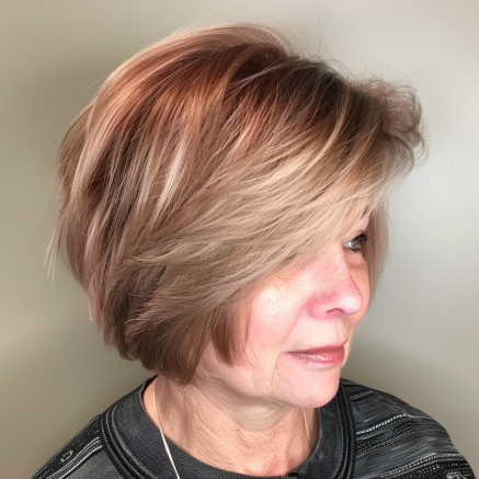 Razored Bob with a Layered Crown