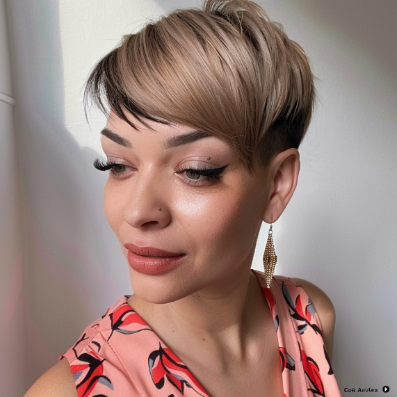 Sculpted Pixie with Arching Bangs
