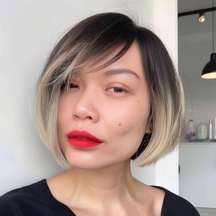 Short Angled Bob with Side Swept Bangs