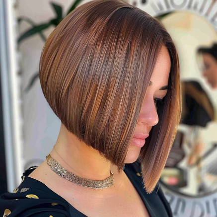 Sleek Bob with Rounded Back and Asymmetrical Front
