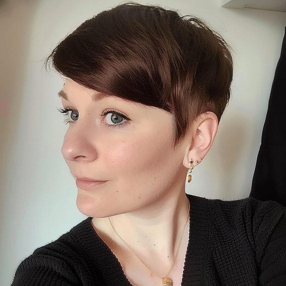 Sleek Pixie with Angled Bangs