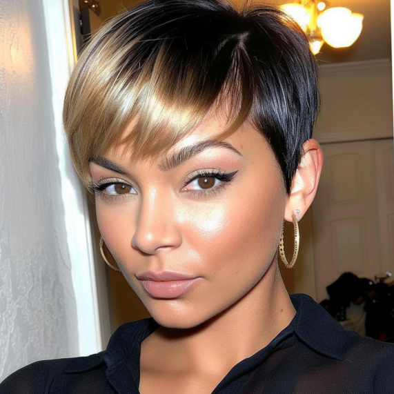 Sleek Pixie with Tapered Bangs