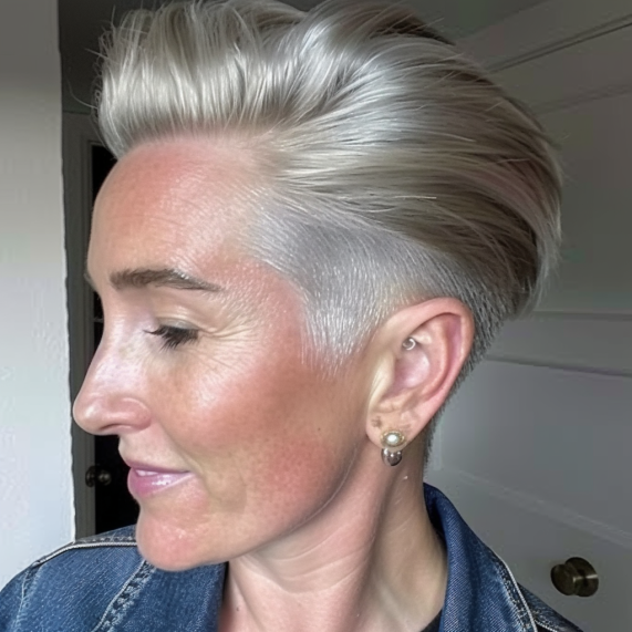 Slicked Back Silver Pixie with Undercut