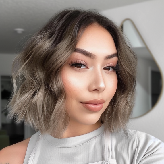 Soft Wave Bob with Middle Part