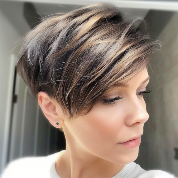 Softly Layered Pixie with Side Bangs