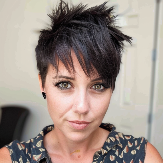 Spiky Pixie Cut with Sideline Bangs