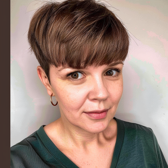 Tapered Pixie with Straight Across Bangs