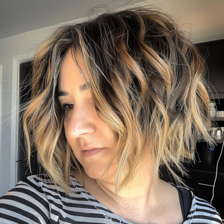 Textured Messy Bob with Balayage