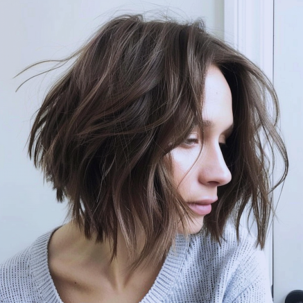 Textured Messy Bob with Choppy Ends