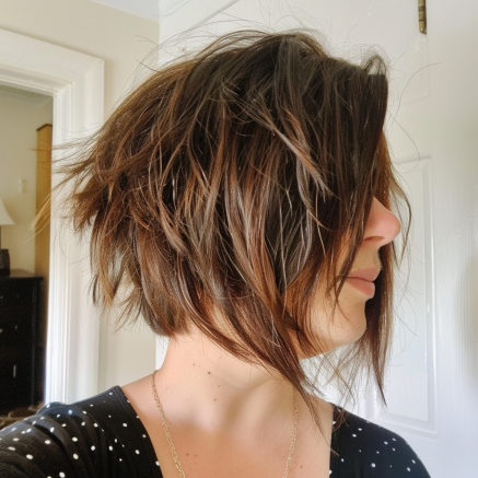Tousled Layered Bob with Elongated Front