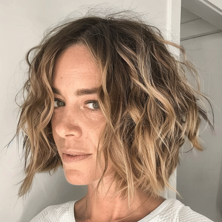 Tousled Messy Bob with Beachy Waves