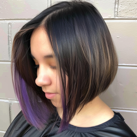Two Tone Bob with Dimensional Color and Asymmetry