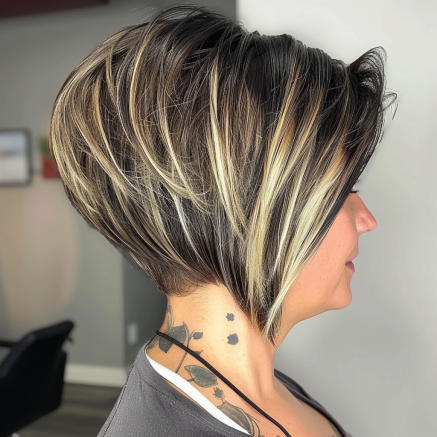 Undercut Angled Bob with Piecey Layers