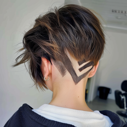 Undercut Messy Bob with Geometric Detail