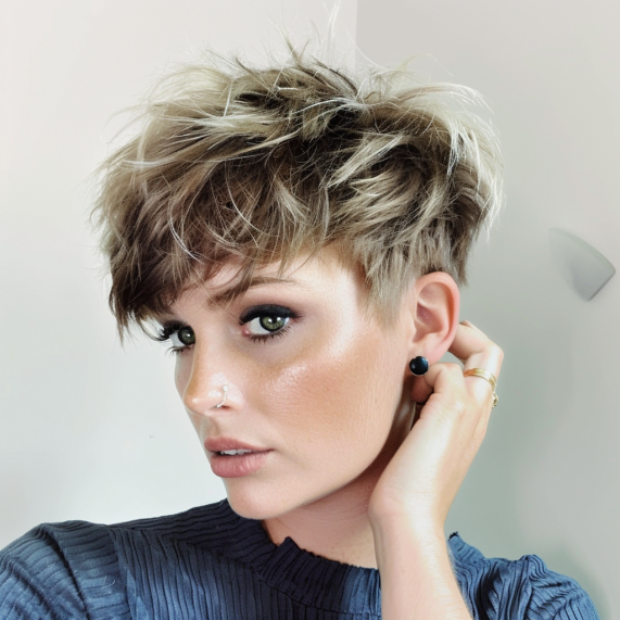 Unstructured Pixie with Messy Bangs