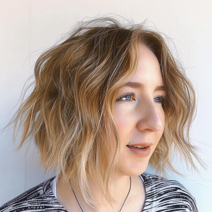 Wavy Messy Bob with Textured Ends