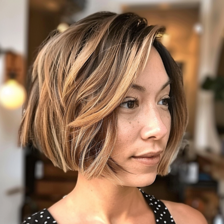 Windswept Angled Bob with Textured Ends