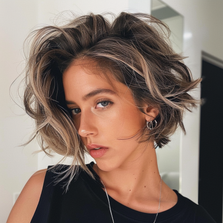 Windswept Messy Bob with Side Part