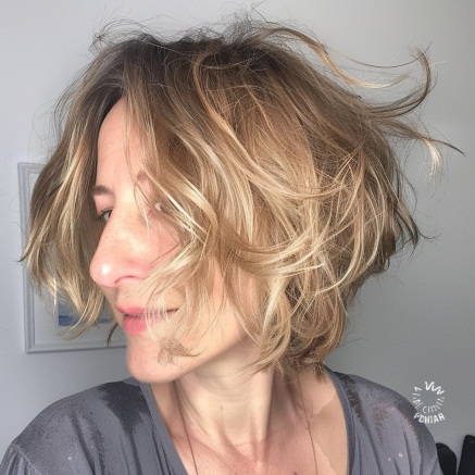 Windswept Messy Bob with Wispy Layers