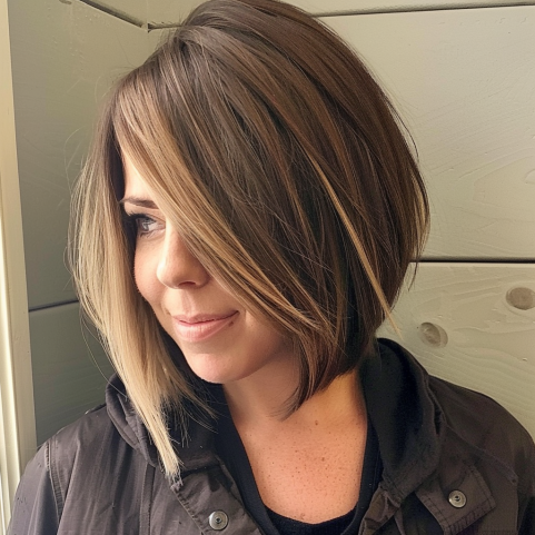 Angled Bob with Long Side Bangs
