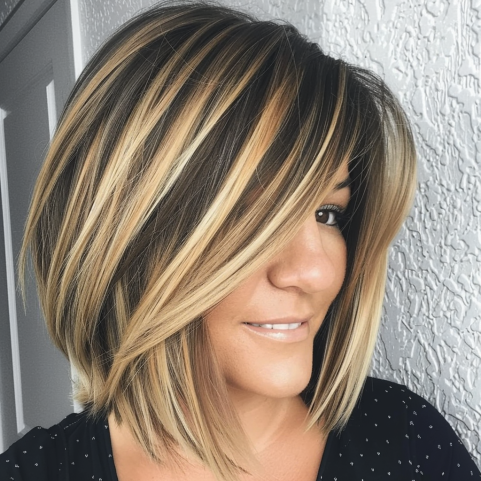 Bob with Chunky Highlights and Side Bangs
