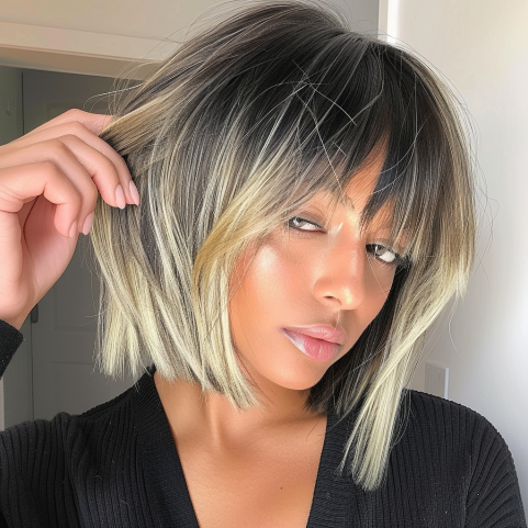 Bob with Elongated Fringe and Tapered Ends