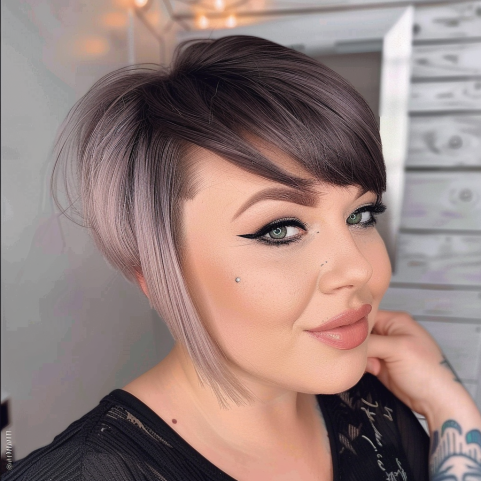 Bob with Shaved Detailing and Side Bangs